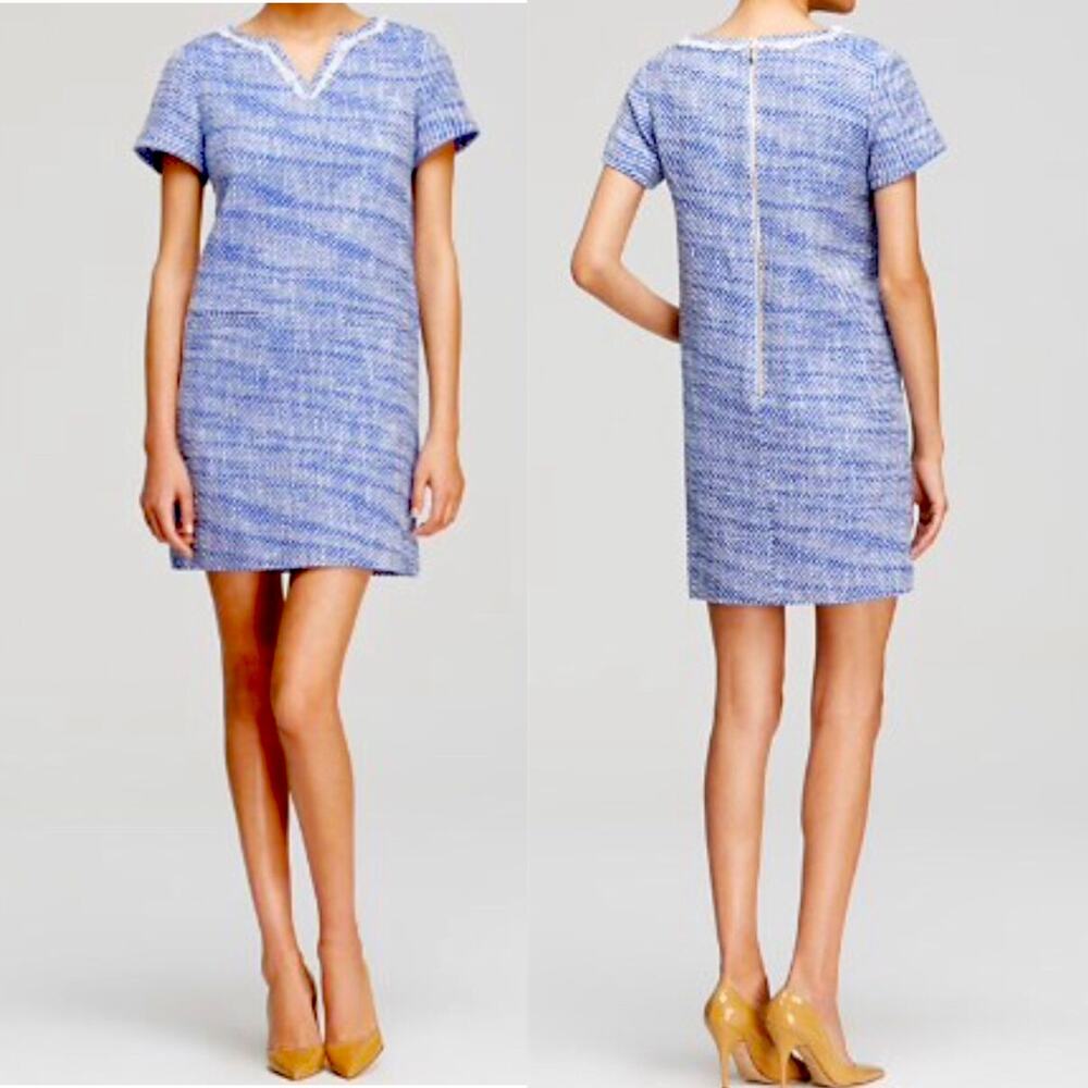 KATE SPADE Tweed Sheath Mini Dress Blue Career Office Cocktail Classic Preppy 4
